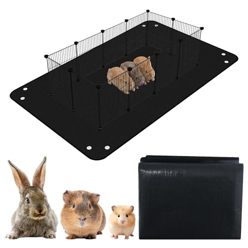 PUZHUAIN Waterproof Pet Playpen Mats for Bunny 1 Pack Plastic Floor Mat 59 x 39 in Reusable Black Cage Liner for Hamsters Ferrets Guinea Pig Rabbits and Other Small Animals