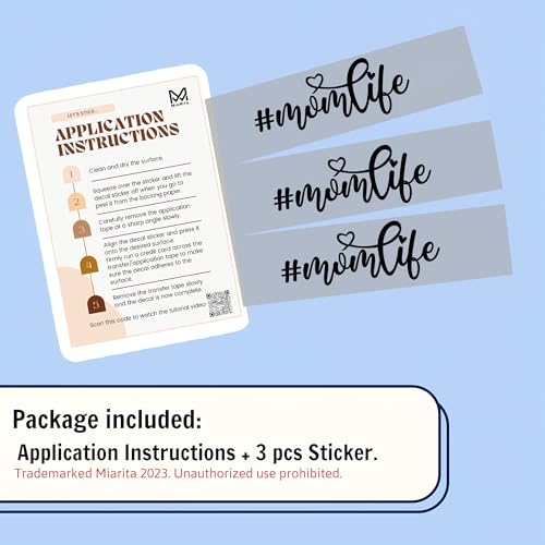 Image of Miarita 3X Mom Life Car Decal - Cute Vinyl Sticker for Rearview Mirror, Laptop, Bottle, Window - Mother's Day Gift - Car Stickers and Decals for Women, Aesthetic Car Accessories - 1.53x4 in Black