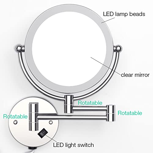 Espejo para maquillaje montado en pared con luz LED miniatura 4