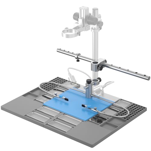 Image of Digital Microscope Plus Extension Base and Soldering Tools Kit for 3 Lens Digital Microscope 13 inch Boom Arm Stand, Soldering Mat Helping Hands for Electronics Repair (LM246MS, LM249MS,LM249ES)