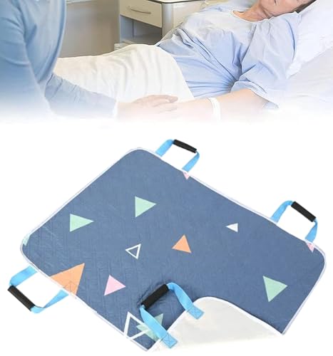 Almohadilla de transferencia de pacientes con asas, alfombrilla de reposicionamiento y elevación para ancianos, cuidado postrado en cama, protección contra fugas de orina, lavable, 100 x 80 cm, ideal