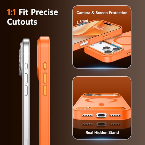Image of GUAGUA for iPhone 17 Pro Max Case Compatible with MagSafe iPhone 17 Pro Max Magnetic Case Translucent Matte Skin Feeling Shockproof Protective Anti-Scratch Case for Phone 17 Pro Max 6.9 inch, Orange