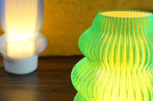 Image of Haydn Modern Table Lamp for Bedroom & Living Room | Aesthetic Ribbed Glass Design | Warm LED Light | Bedside Night Lamp for Home Decor & Kids Room | Clear Green | Pack of 1