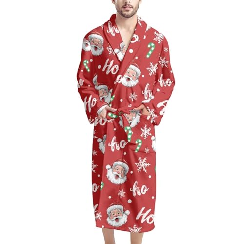 AFPANQZ Men Bathrobe with Pockets Full Length Sleepwear Longsleeve Lightweight Pajama Shawl Robe Waffle Nightgown Big & Tall