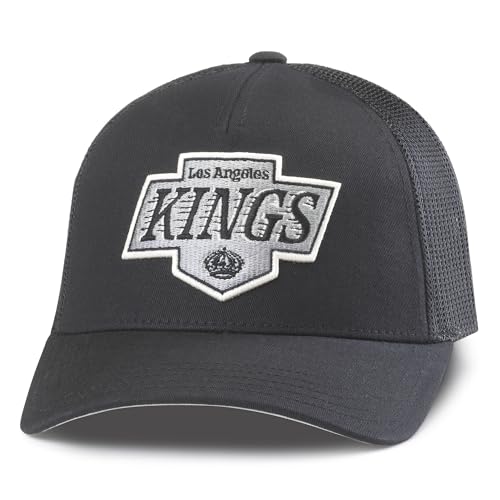 AMERICAN NEEDLE Unisex Los Angeles Kings Officially Licensed NHL Valin Adjustable Snapback Baseball Trucker Hat (EM002A-LAK-BLK)