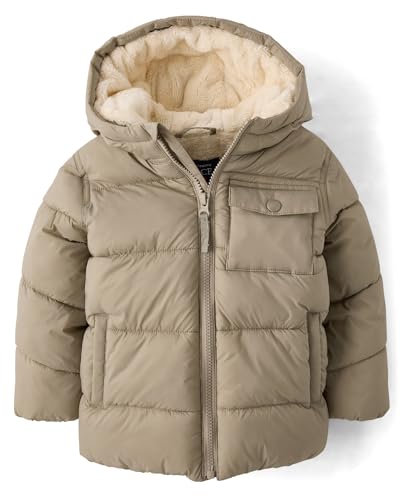 The Children's Place boys And Toddler Water and Wind Resistant Hooded Zip Front Puffer Jacket, Faux Fur Lined