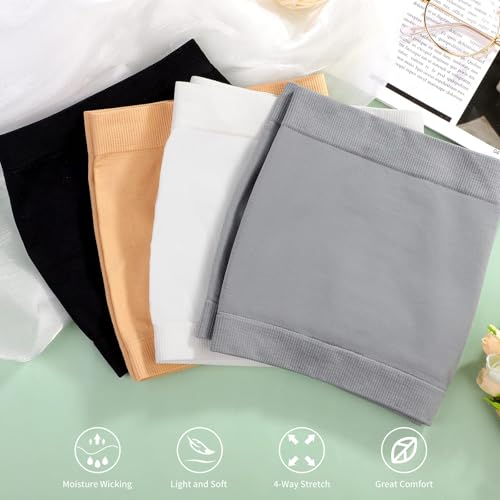 Cooraby 4 Pack Women Tube Tops Summer Non-Padded Seamless Bra, 4 Colors4