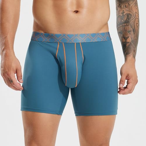 Men's Luxe Texture Stretch Boxer Brief Underwear,Big Functional Pouch with 8" Inseam,Breathable, Moisture-Wicking2