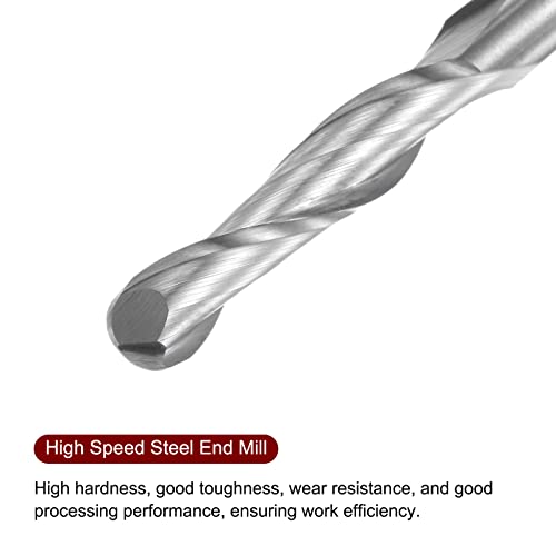 Image of HARFINGTON Ball Nose End Mill 6mm Diameter 28mm Cutting Length 6mm Shank High Speed Steel 2 Flutes Spiral Upcut CNC Router Bits