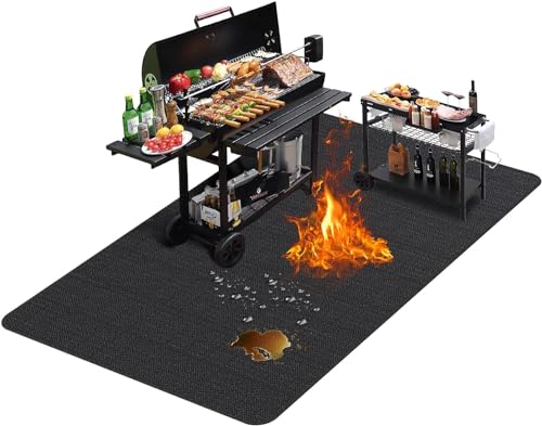 Comparison: Best Oil For Outdoor Griddle 9 TAOMAND Large 76 x 52 inches Under Grill Mats for Outdoor Grill | Double-Sided Fireproof | Waterproof | Oil-Proof | Easy to Clean | Indoor Fireplace/Fire Pit Mat | Quality BBQ Mat for Deck Patio Lawn