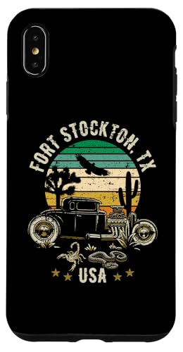 フォートストックトンテキサス州USAホットロッドレトロ砂漠サンセットスタイルデザイン。 スマホケース iPhone XS Max 用