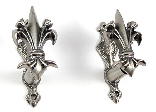 Fleur-de-lis Sword Gun Wall Hanger Coat of Arms Display Set Drapery Bracket Hooksword