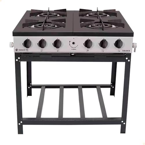 Fogão Bravo 4 bocas, Cor Cinza - Venâncio BR4B