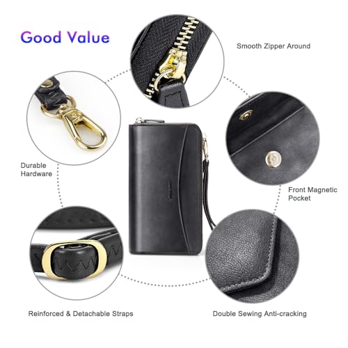 Image of nuoku Womens RFID Wallet Purse Wristlet Crossbody Clutch with Zip Around 2 Strap | RFID