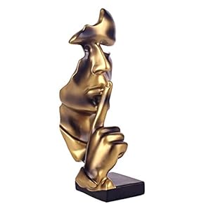 JMAHM Ornamenten Stilte is Gouden Beeldje Beeldje Beeldjes Hars Oversized Decoratie Ambachten voor Thuis Woonkamer (28cm…