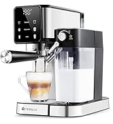 tesslux Espresso and Cappuccino Machine, 20 Bar Dual Boiler Latte Maker with Touch Control & Digi...