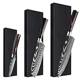 KEPEAK 3-tlg Küchenmesser Set: Küchen Messerset -Scharf Küche Messer Set - Kitchen Knife Set mit Kochmesser, Ausbeinmesser, Santoku Knife– Geschenkverpackung, Küchenmesser für Kochbegeisterte.