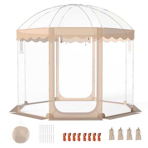 COSTWAY Tienda de Campaña Deportiva para 8 10 Personas, 305 x 305 x 210 cm, Carpa Burbuja Transparente, Panorámico de 540°, Animar, Pescar y Acampar