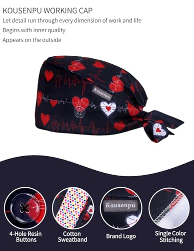 Image of Kousenpu Scrub Caps for Men, Adjustable Surgical Cap, Breathable Medical Hat for Doctors, Nurses & Healthcare Professionals