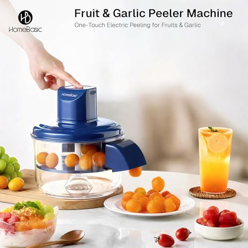 Image of HOMEBASIC Automatic Fruit & Vegetable Peeler Machine| Rechargeable Electric Peeler with 5-Leaf Stainless Steel Blade, 1300mAh Battery, One-Touch Operation Peeler for Home, Shop & Restaurant
