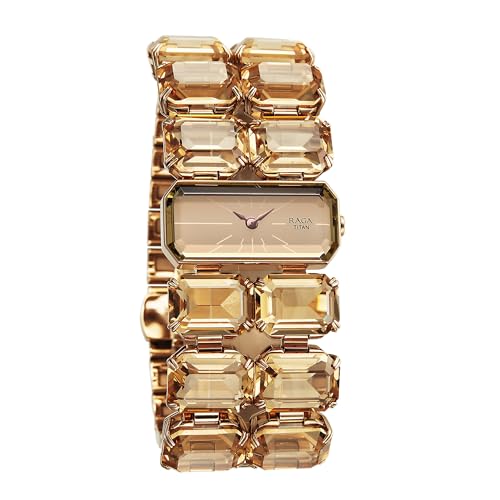 Image of Titan Raga Cocktails Quartz Analog Brown Dial Metal Strap Watch for Women
