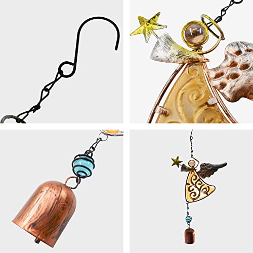 Mrmrkura Metal Angel Wind Chime Hanging Decoration Ornament Bells Wing Angel Bell Decorative Hanging Bells, Gifts For Home Garden Decor Crafts, (Yellow) #TOP3