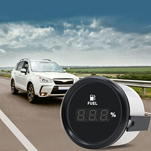 Kaolali 52Mm Universal Fuel Level Gauge Digital Fuel Level Meter Waterproof 240-33Ohm Signal Digital Red Backlight 12V 24V Black #TOP6