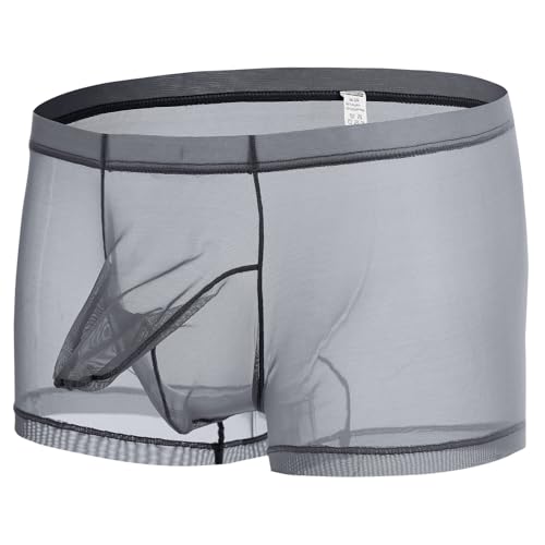Men's Sexy See Through Underwear Sheer Boxers Lingerie with Ball Pouch Mesh Boxer Briefs for Men 1 or 3 Pack2