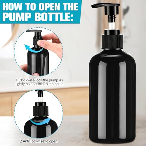 CroBlissful 32 Pcs Empty Plastic Pump Bottles 8oz Refillable Lotion Pump Bottle Containers with Dispenser for Shampoo, Conditioner, Face Cream, Massage Oil, Liquid Soap (Black) by CroBlissful - Image 5