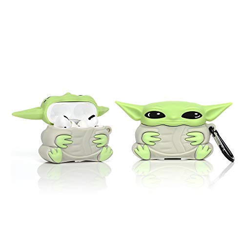 YIGEYI Custodia in Silicone Compatibile con Airpods Pro Funny Cute Cartoon 3D Case Cover[Yoda Baby] (Grigio)
