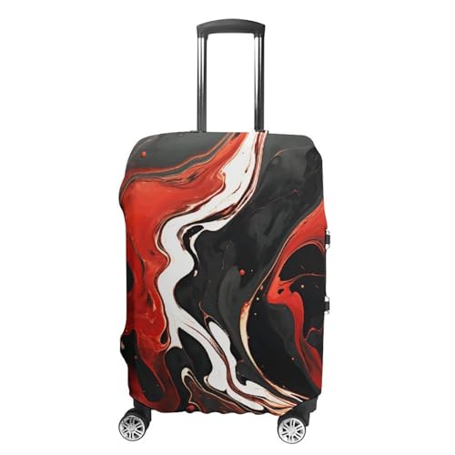 Carry on Luggage Cover Black And Red Marble Suitcase Covers for Luggages Tsa Approved Travel Luggage Sleeve Protector Elastic Suitcase Protector Anti-Scratch Washable Fits 19-30 Inch Case -XL