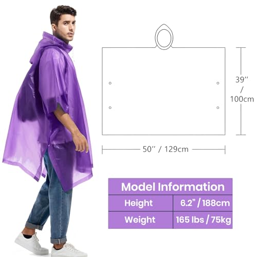 Image of ORILEY EVA Raincoat Poncho 70 GSM with Adjustable Hood Full Sleeves Knee Length Unisex Universal Size Water Resistant Outdoor Rainwear for Bike Riders Men and Women (Pack of 1, Purple)