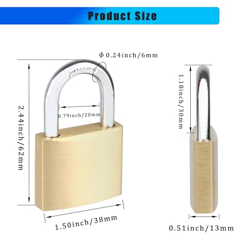 Fuaxat 2Pack Solid Brass Padlocks Keyed Alike thumb #6