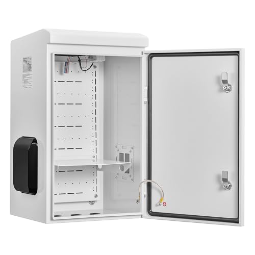 VEVOR Caja de Distribución Eléctrica de Acero Laminado en Frío, Armario de Distribución Impermeable con Termostato y Ventilador, Placa de Montaje, Carcasa Abatible, Montaje en Pared, 40 x 30 x 60 cm