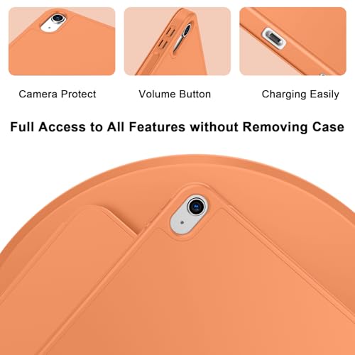 Image of ToaPoia Case for iPad (A16) 11 Inch 2025 /iPad 10th Generation 10.9 Inch 2022, Slim Trifold Stand Protective Cover with Pencil Holder and Soft TPU Back,Support Auto Sleep /Wake (New Orange)