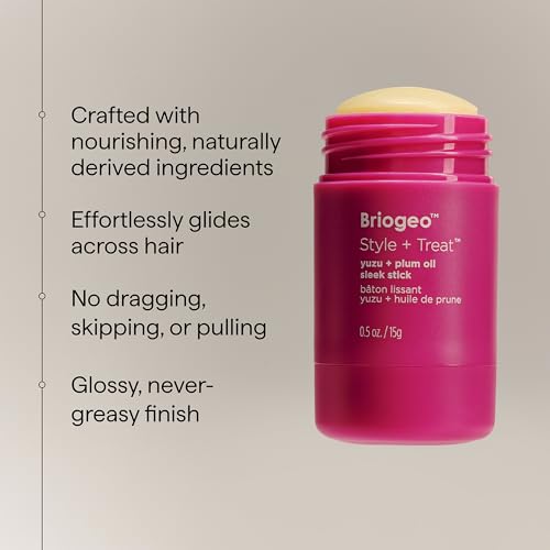 Image of Briogeo Style + Treat Hair Styling Sleek Stick | Flyaway Control & Smooth Styles | Lightweight Finishing Balm | Silicone-Free | Vegan & Cruelty-Free | 0.5 oz (Pack of 2)