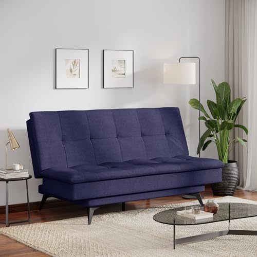 Image of Wakefit Flexia Sofa Cum Bed - Three Seater - Warpknit Series Blue