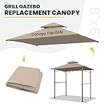 Grill Gazebo Replacement Canopy Roof, 5' x 8' Outdoor BBQ Gazebo Canopy Top Cover, Double Tired Grill Shelter Cover with Durable Polyester Fabric, Fit for Model L-GG001PST-F, Khaki - Image 5