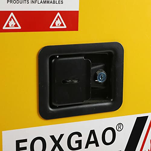 12 Gallon Safety Fireproof Flammable Chemicals Storage Cabinet Leak-Proof Bins Standard Safety Cabinet,Storage Cabinets,With Keys,One Adjustable Shelf,Yellow #TOP5