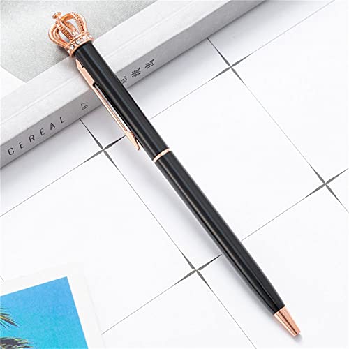 SHISAN Ballpoint Pen, Crown Ballpoint Pen, Crystal Shiny Pens, Cool Writing Pen, Metal Pen for Christmas Wedding Birthday(Black)