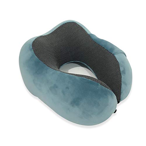 Preisvergleich Produktbild FANDARE Nackenkissen Reisekissen aus Memory-Schaum Neck Pillow Damen Nackenhörnchen Nackenstützkissen Kissen mit maschinenwaschbar für Flugzeug / Auto / Zug Reisen,Zuhause,Büro Pfauenblau