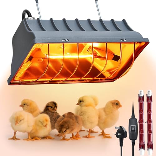 ANTREATU Heat Lamp for Chicks 175W Chicks Heating Lamp -2M Adjustable Height High/Low Settings Waterproof Splash-Resistant Cover Infrared Heat Lamp for Chicks Ducklings Rabbits & Puppies