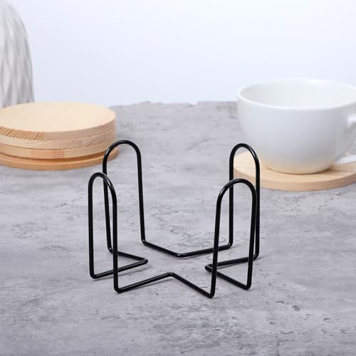 12 PCS Black Metal Coaster Holder, 4.5 Inch Iron Grid-Style Storage Rack for Square and Round Coasters, Space-Saving Organizer for Home Bar Office Restaurant