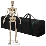 Giant Skeleton Storage Bag for 12ft Skeleton - Heavy Duty 1280D Oxford with PU Coating, Waterproof & Rip-Resistant Carry Bag with Handles, 65x26x23 Inches Black Storage Sack for Halloween Decor