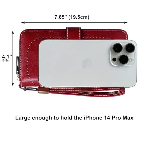 Image of Women's RFID Blocking Wallet Large Zip Around Leather Clutch with Wristlet | Large Capacity, 23 Card Slots, 2 ID Windows, Phone Holder, Soft PU Leather, RFID Secure, Coin Pocket, Checkbook Holder