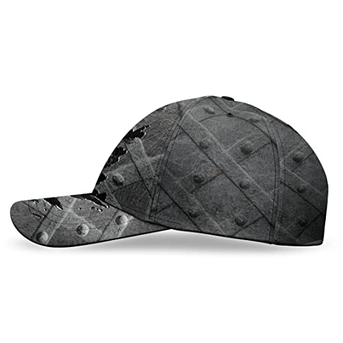 Image of Viking American Flag Skull Cap for Men, Viking Skull Us Flag Skeleton Gothic Horror, Adjustable Caps for Men Women