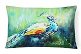 Caroline's Treasures MW1160PW1216 Proud Peacock Green Canvas Fabric Decorative Pillow Machine Washable, Indoor Outdoor Decorative Pillow for Couch, Bed or Patio, 12HX16W