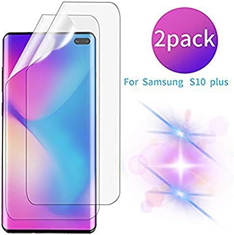 TPU Screen Protector for Samsung Galaxy S10 Plus, Full Screen Coverage Screen Protector, 3D Curved Tempered Glass, HD Clear Anti-Bubble Film (2 Pack)