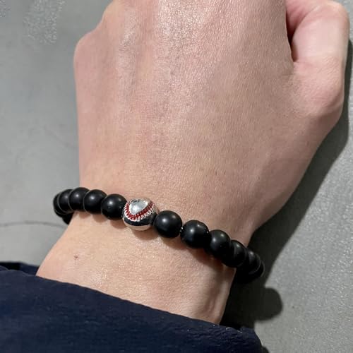 Image of Xusamss Fashion 8MM Matte Agate Beads Bracelet Cross Elastic Bracelet,7 1 /2 Wrist