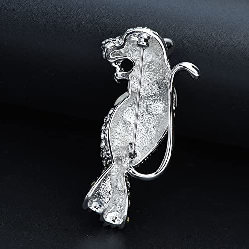 Image of Vintage Crystal Shell Leopard Brooch Lapel Pin Breastpin Rhinestone Animal Jewelry for Men Women